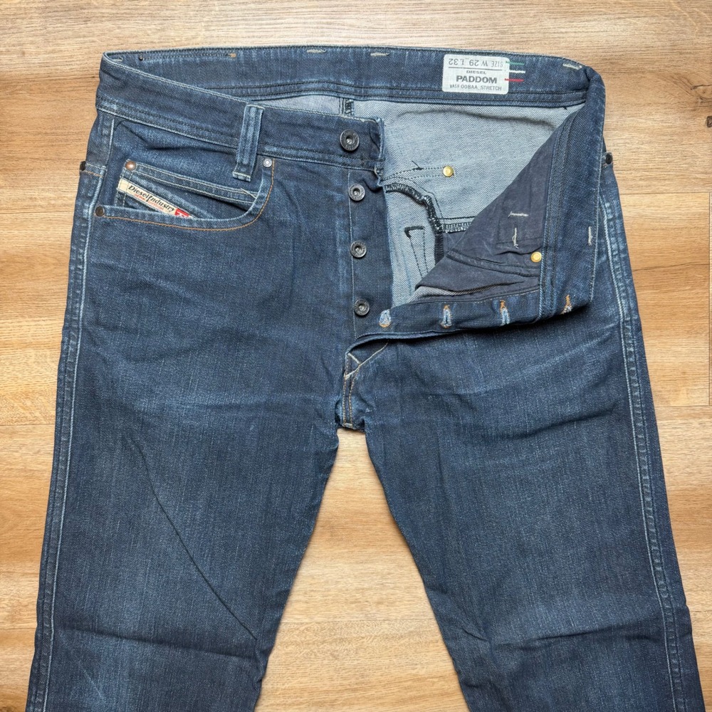 Diesel Paddom Jeans Mens 29x30 Blue Dark Wash Straight Leg Stretch Made in Italy - Picture 2 of 15
